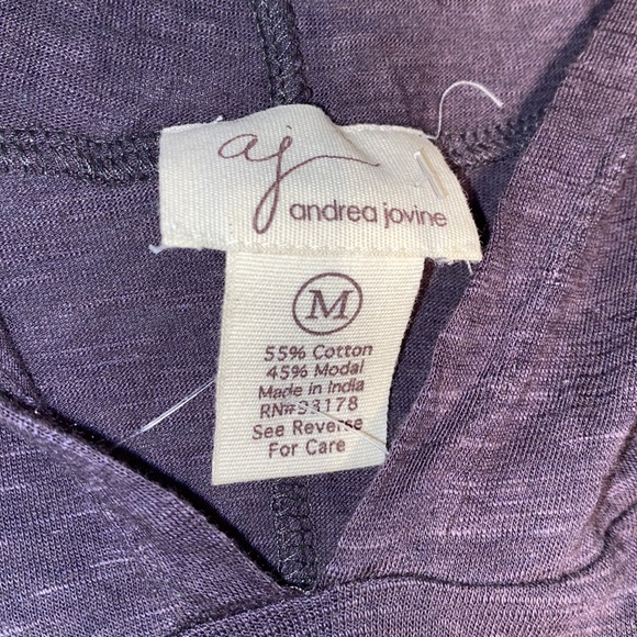 Andrea Jovine lightweight Hooded hi-lo top with flared hemline Cotton/modal med - Picture 9 of 11